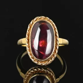 Fine 14K Gold Garnet Cabochon Ring