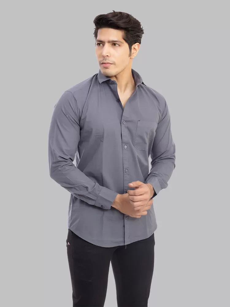 Formal Shirts for Men - Grey Solid Giza Cotton Formal Shirt