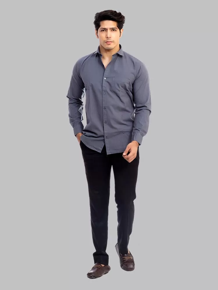 Formal Shirts for Men - Grey Solid Giza Cotton Formal Shirt