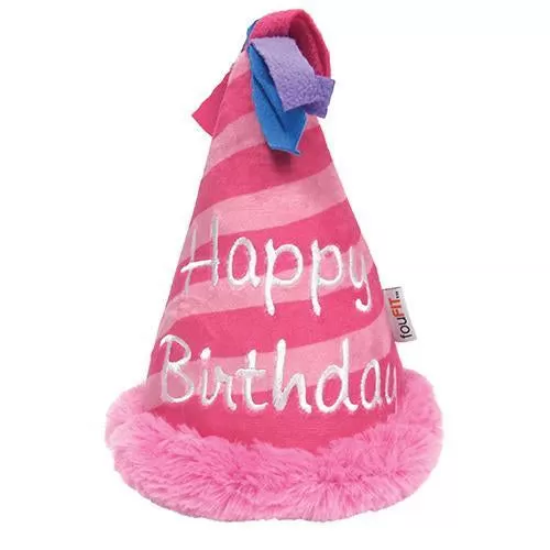 FouFou Plush Crinkle Birthday Hat Dog Toy