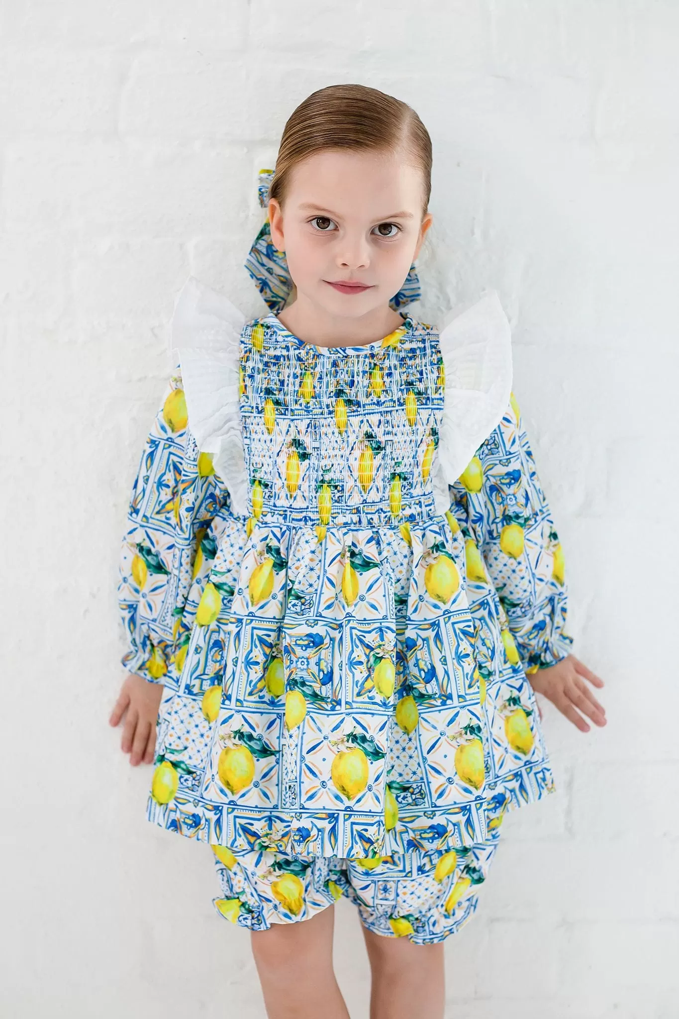 Girls Sicilian Lemon Print Top and Bloomers