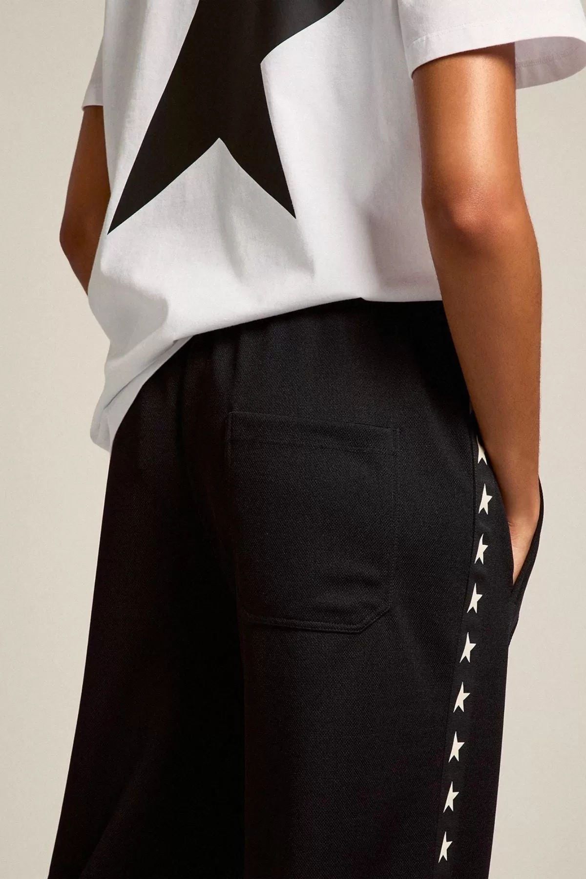 Golden Goose Dorotea Star Stripe Wide Leg Pant - Black/ White