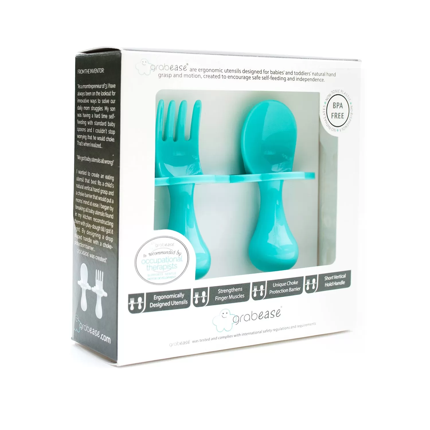 Grabease Stage 2 Self feeding Fork and Spoon Set - Teal