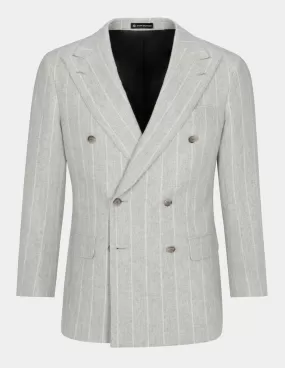 Grey White Stripe Double Breasted Suit