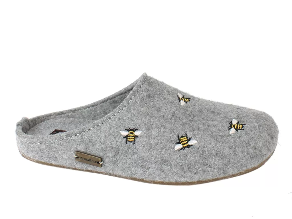 Haflinger Slippers Everest Bees Light Grey