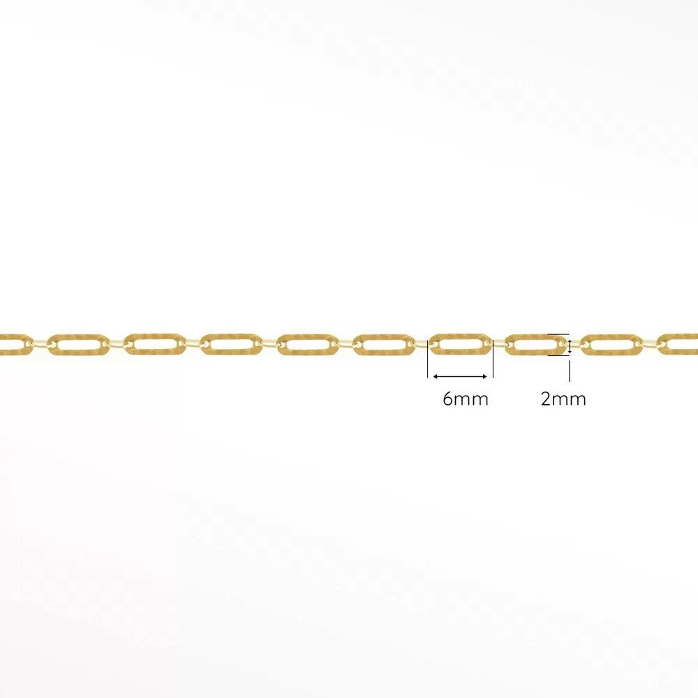 Hammer Paperclip 6mm 14k Gold Chain Designer Line for Permanent Jewelry Sold by the inch