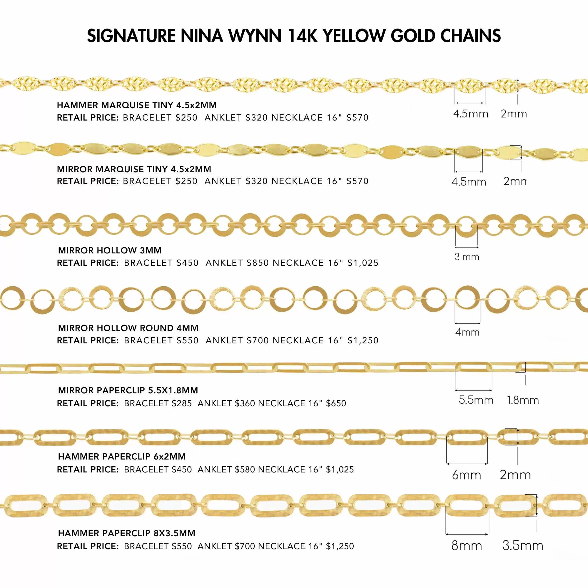 Hammer Paperclip 6mm 14k Gold Chain Designer Line for Permanent Jewelry Sold by the inch