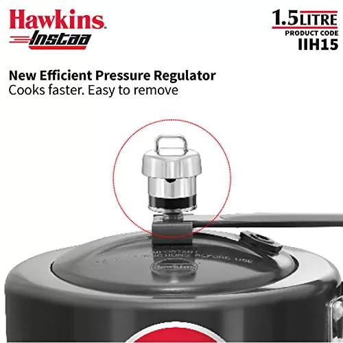 Hawkins 1.5 Litre Instaa Pressure Cooker, Induction Inner Lid Cooker, Tall Body Hard Anodised Cooker, Best Black Cooker, Black (IIH15)