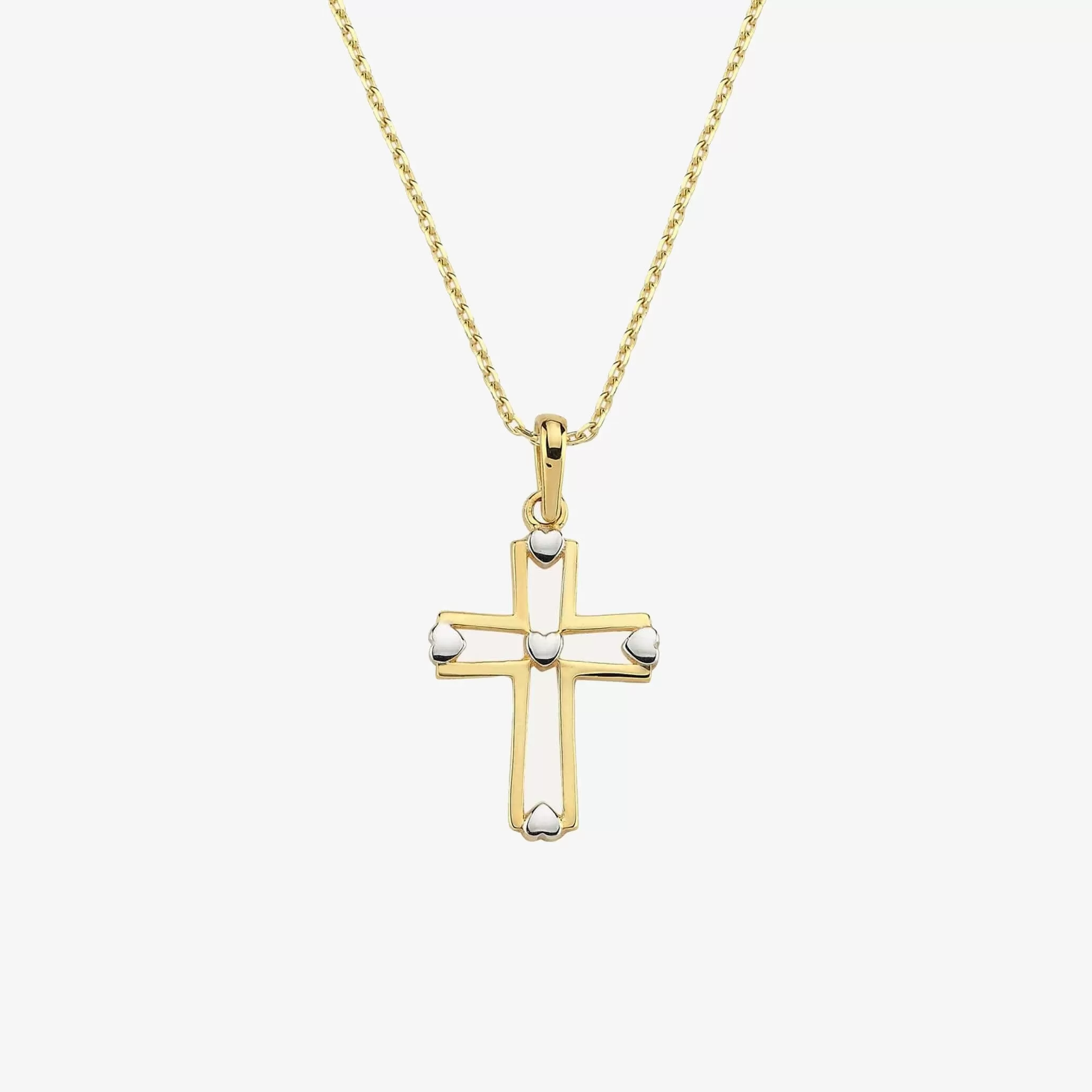 Heart Cross Necklace | 14K Solid Gold