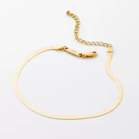 Herringbone Chain Anklet - 18K Solid Gold