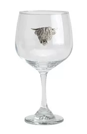 Highland cow gin glass