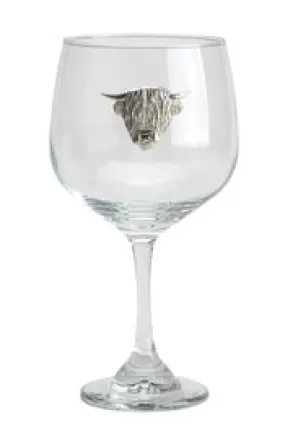 Highland cow gin glass