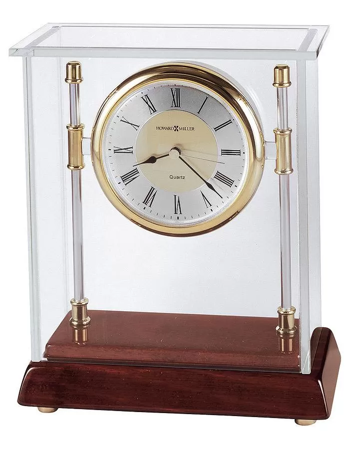 Howard Miller Kensington Glass Case Clock - Brass Accents - Rosewood Finish Base