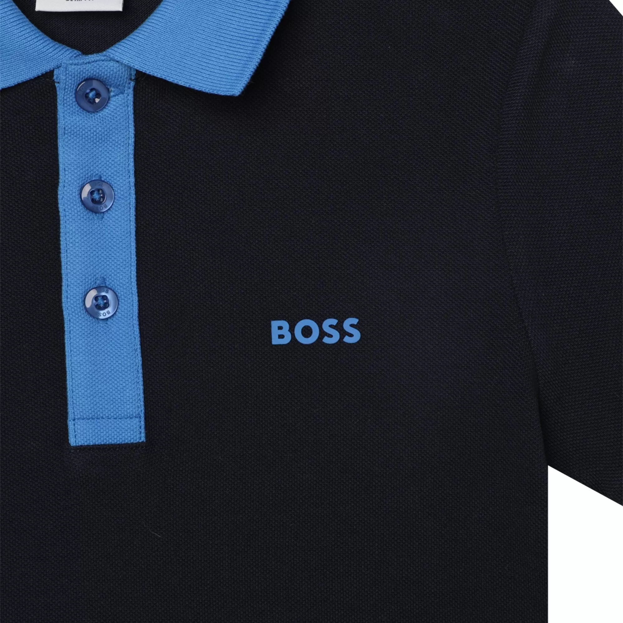 Hugo Boss Boys Contrast Collar Navy Short Sleeve Polo_J25O92-849