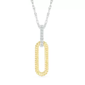 Interlocking Braided Gold and Diamond Paperclip Necklace