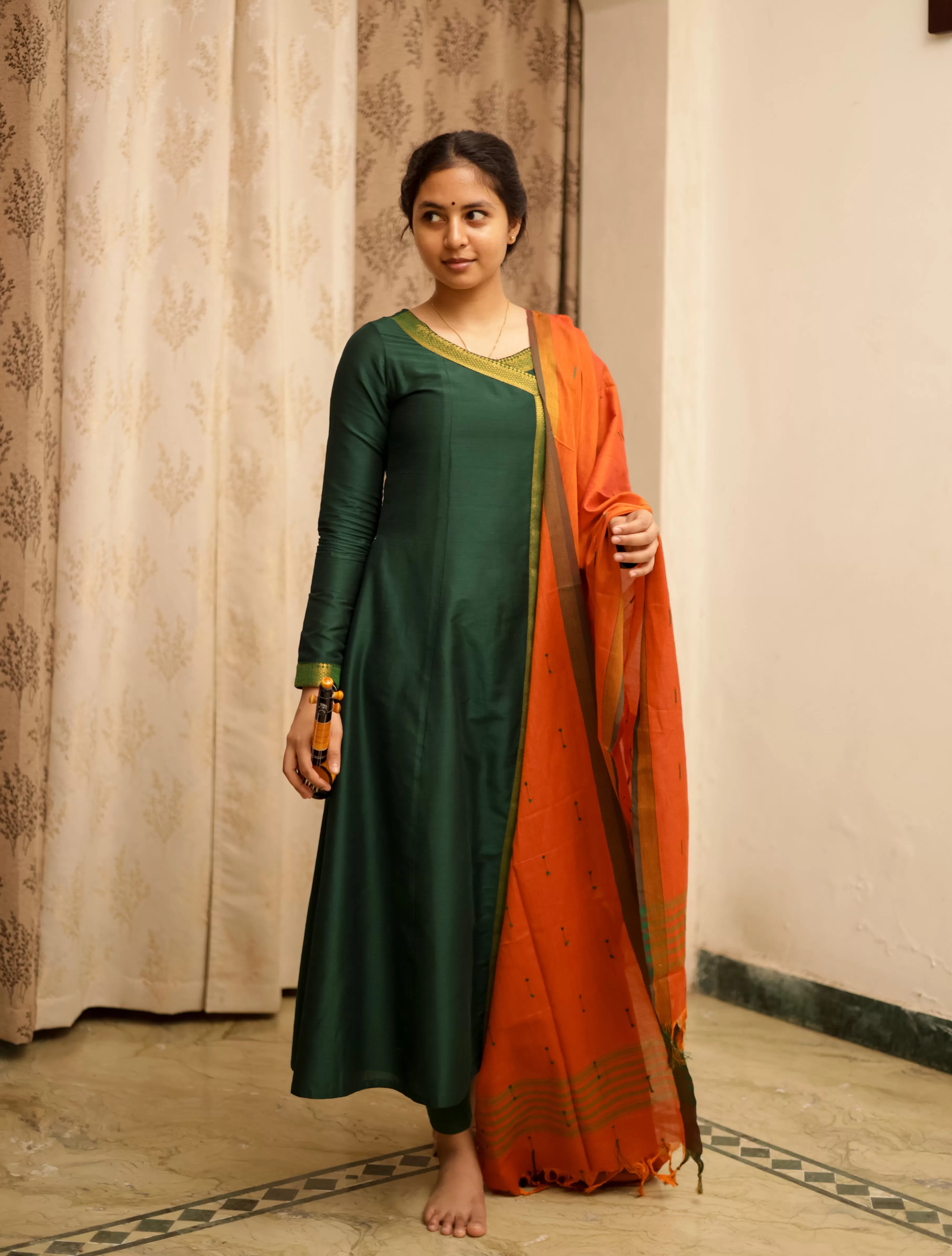 Jodi Simran Bottle Green Handloom (Kurti Dupatta)