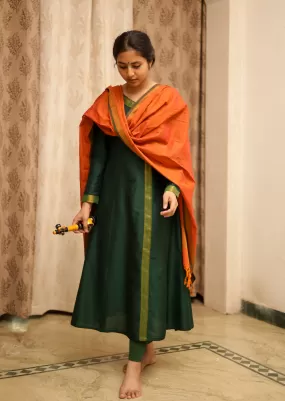 Jodi Simran Bottle Green Handloom (Kurti Dupatta)