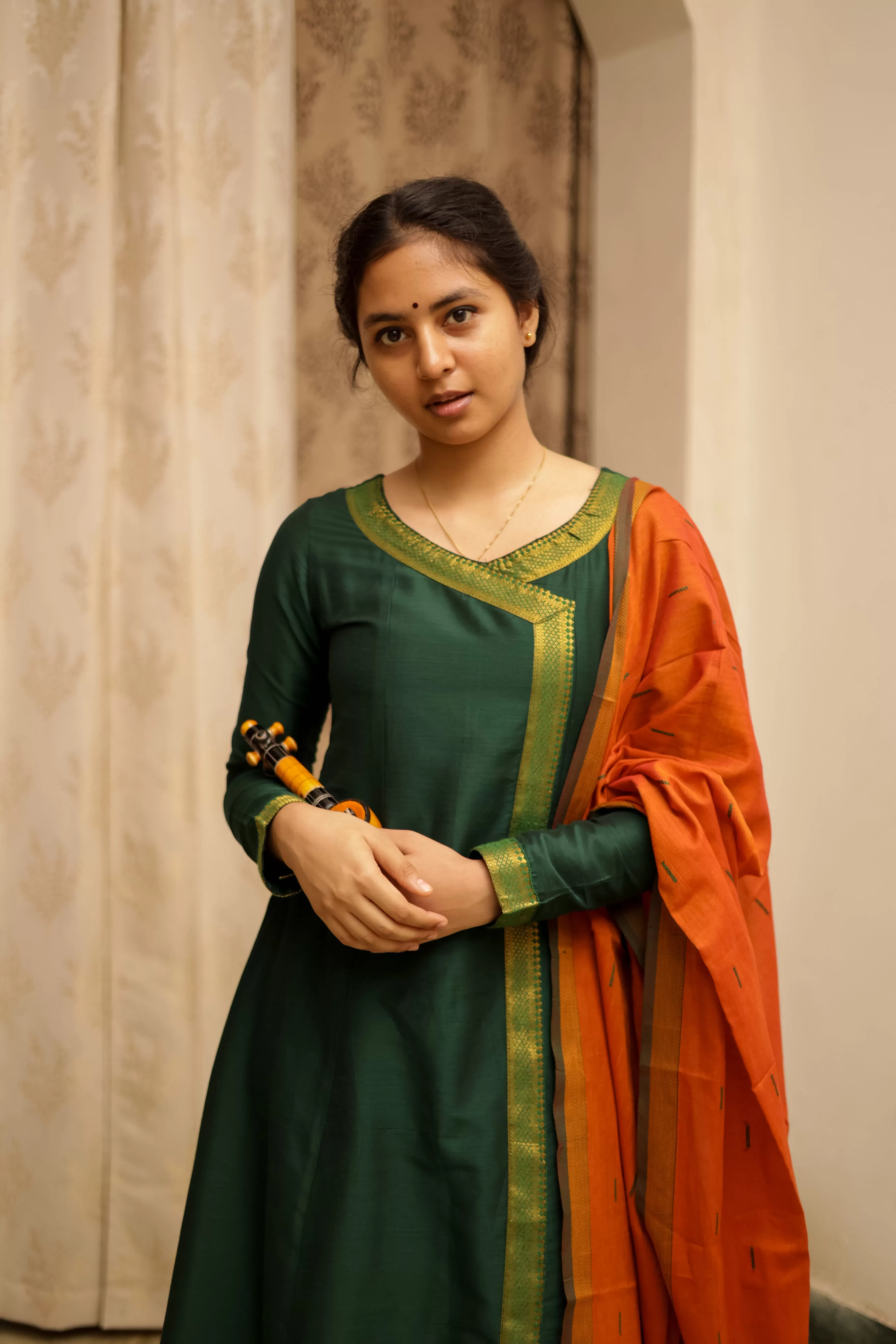 Jodi Simran Bottle Green Handloom (Kurti Dupatta)