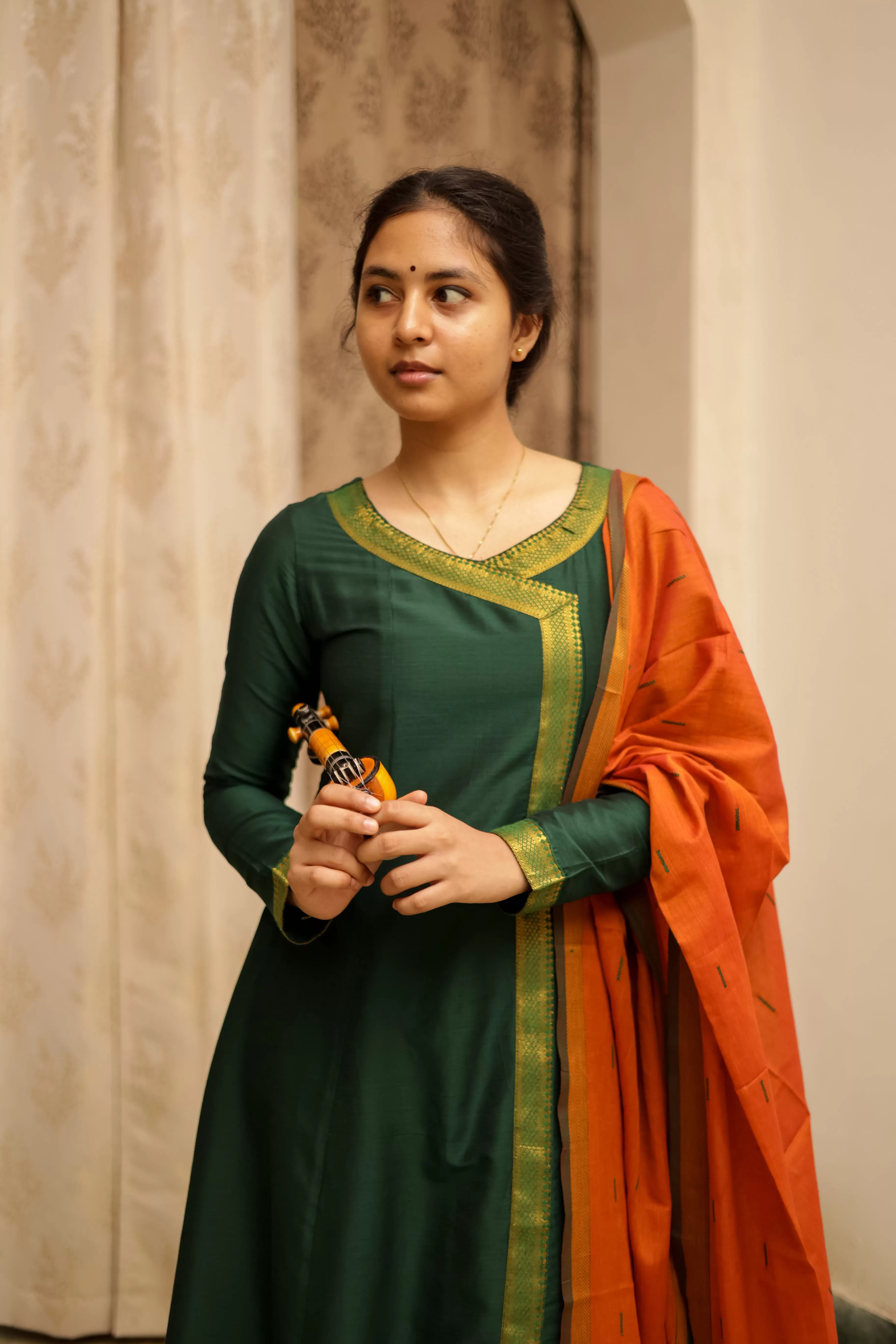 Jodi Simran Bottle Green Handloom (Kurti Dupatta)