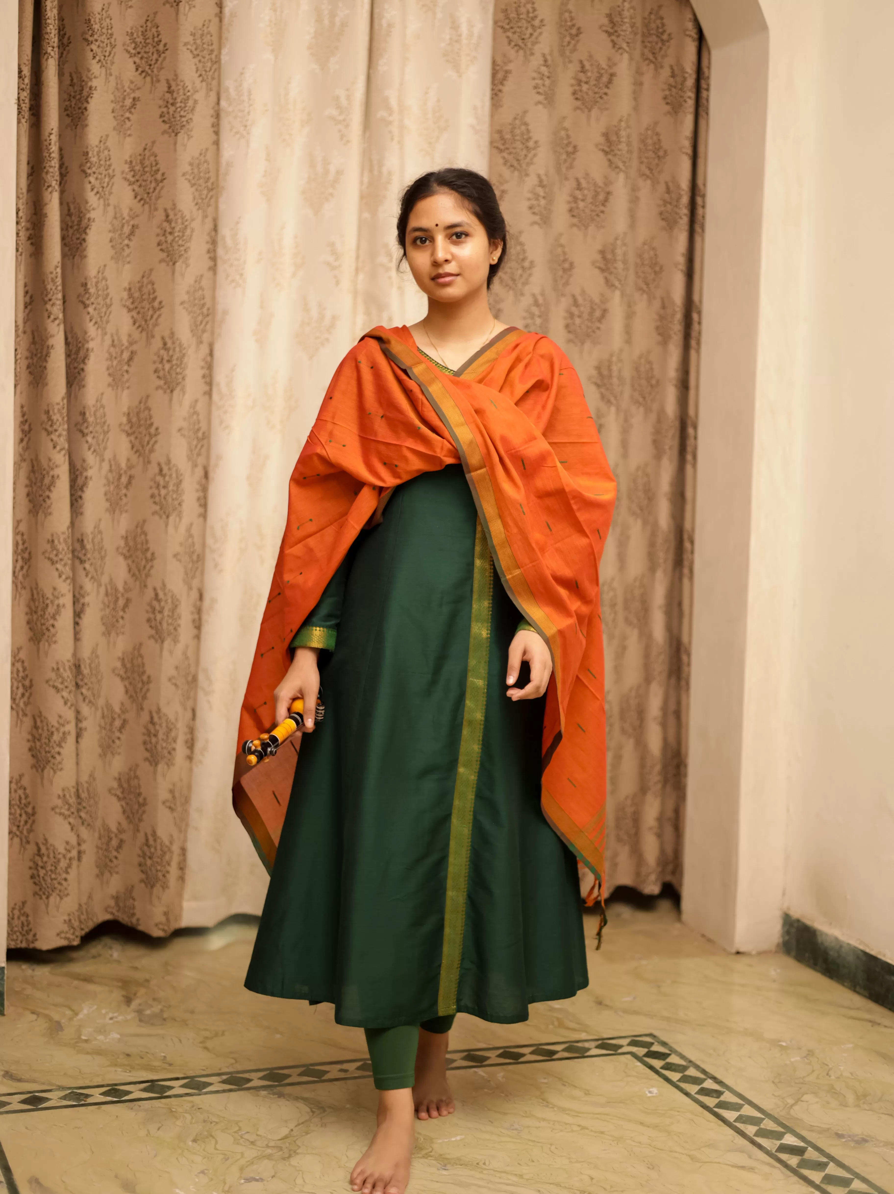 Jodi Simran Bottle Green Handloom (Kurti Dupatta)