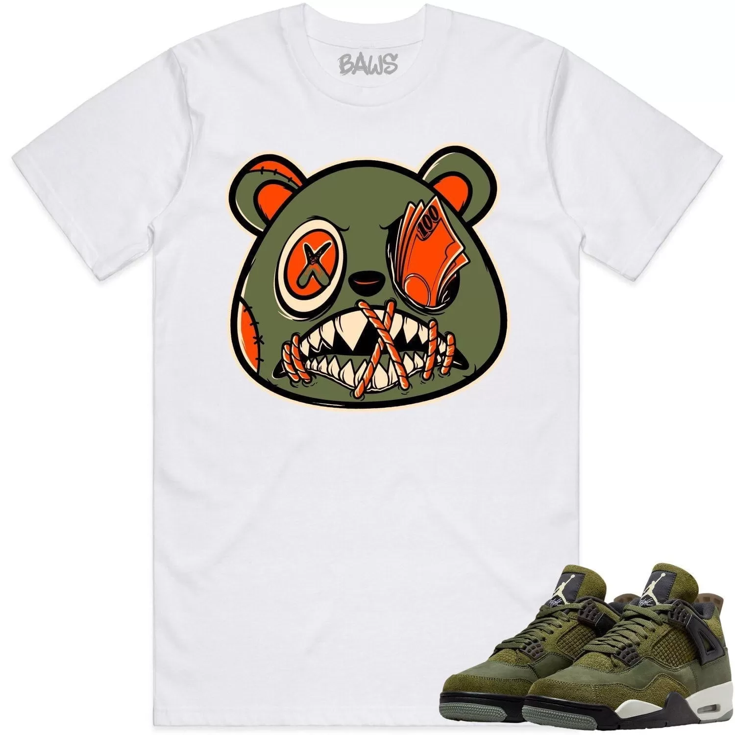 Jordan 4 Craft Olive 4s Shirt to Match - CELADON MONEY TALKS BAWS