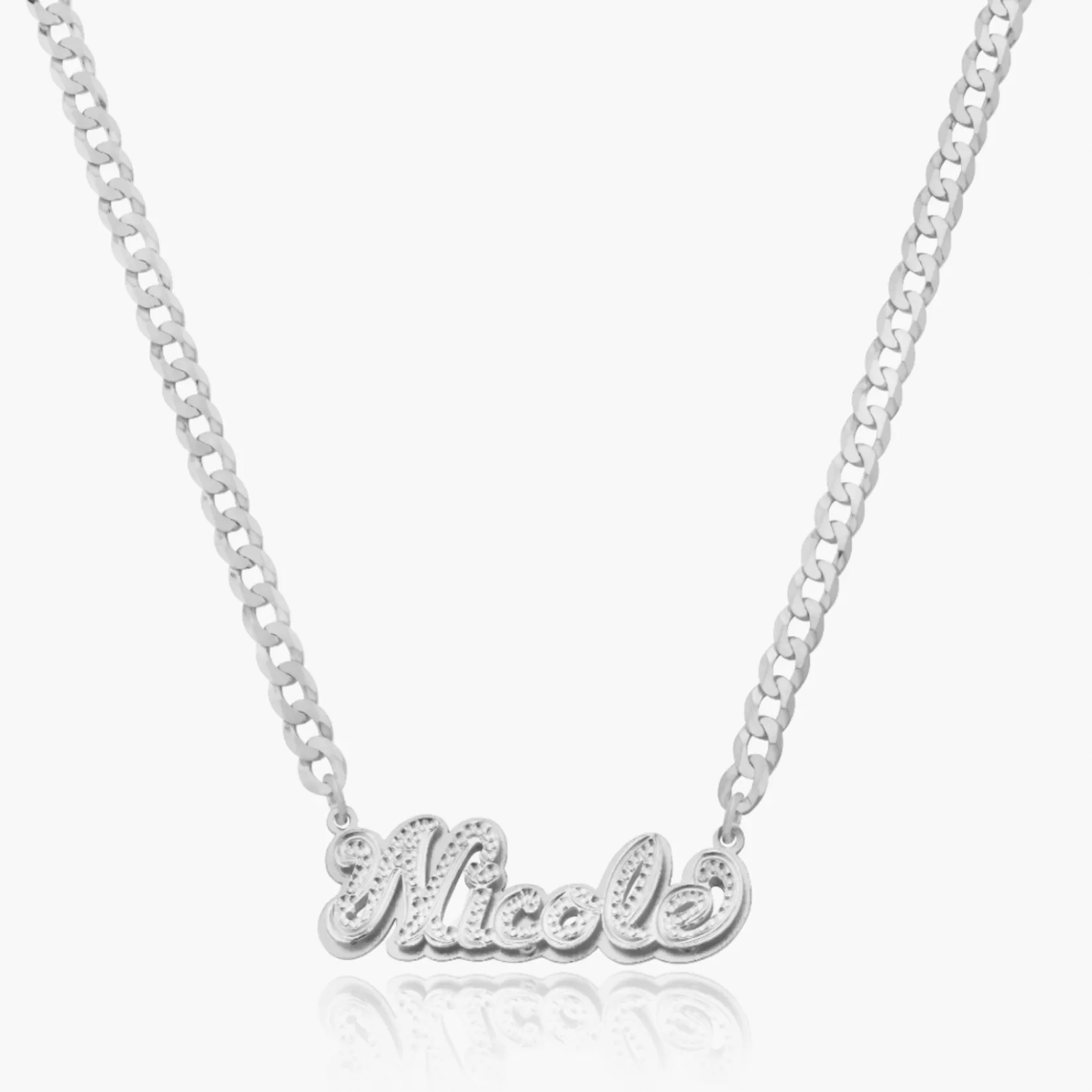 Kid's Double Plated Iced Out Script Name Necklace