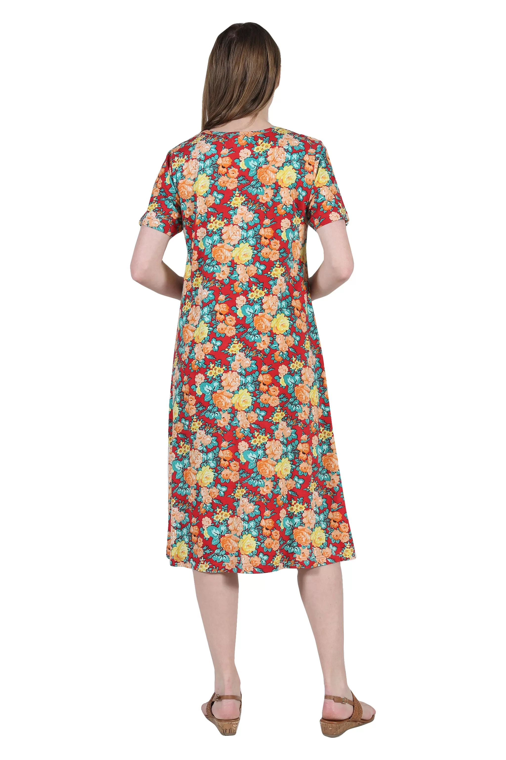 La Cera Floral Printed A-Line Dress