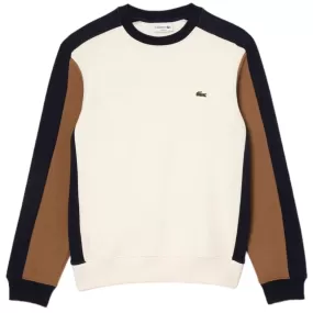 Lacoste Fleece Colorblock Jogger Sweatshirt (Off White/Brown/Navy) SH1299-51