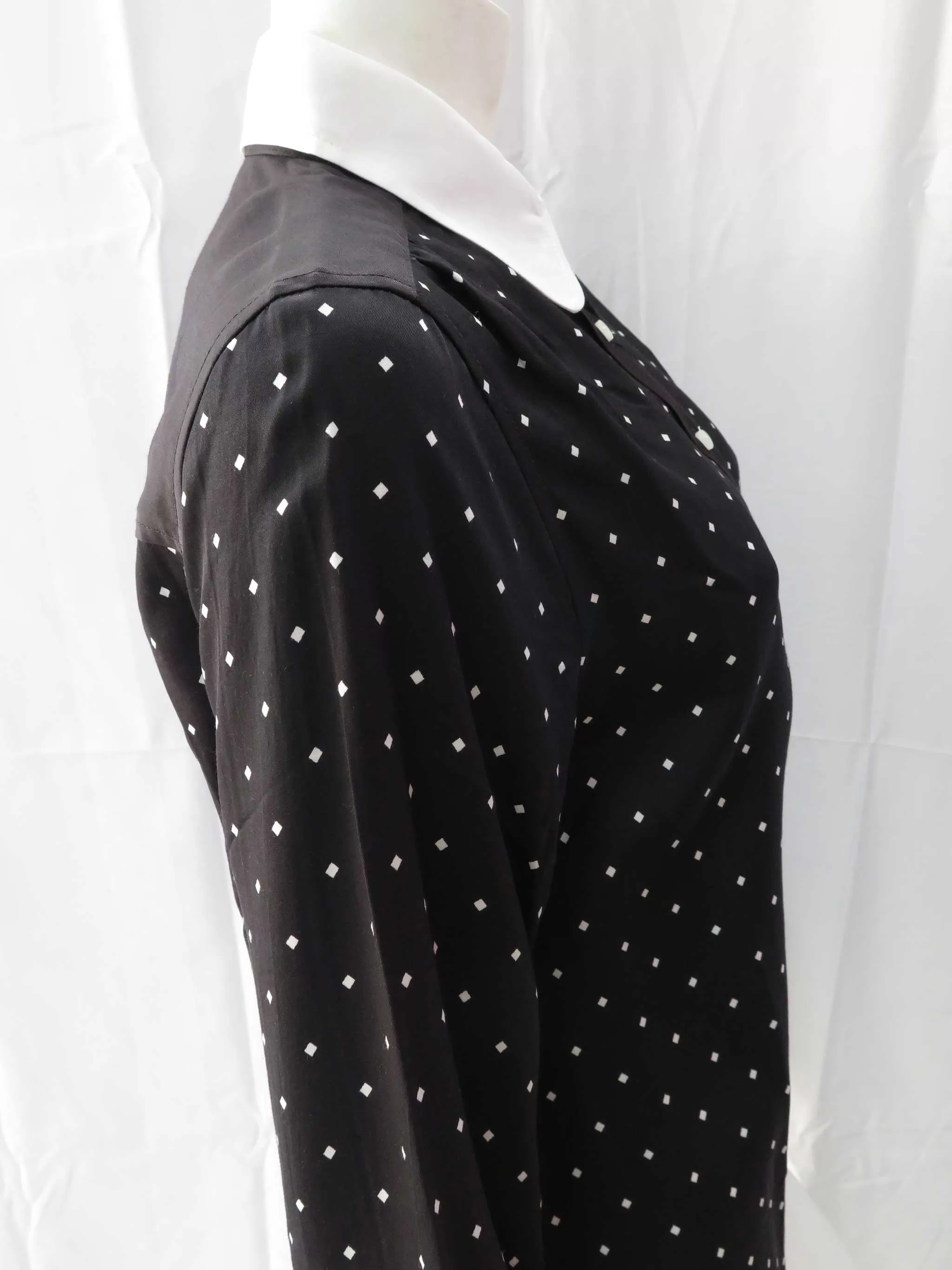 LADIES FRED PERRY DIAMOND PRINT SHIRT (BLACK)