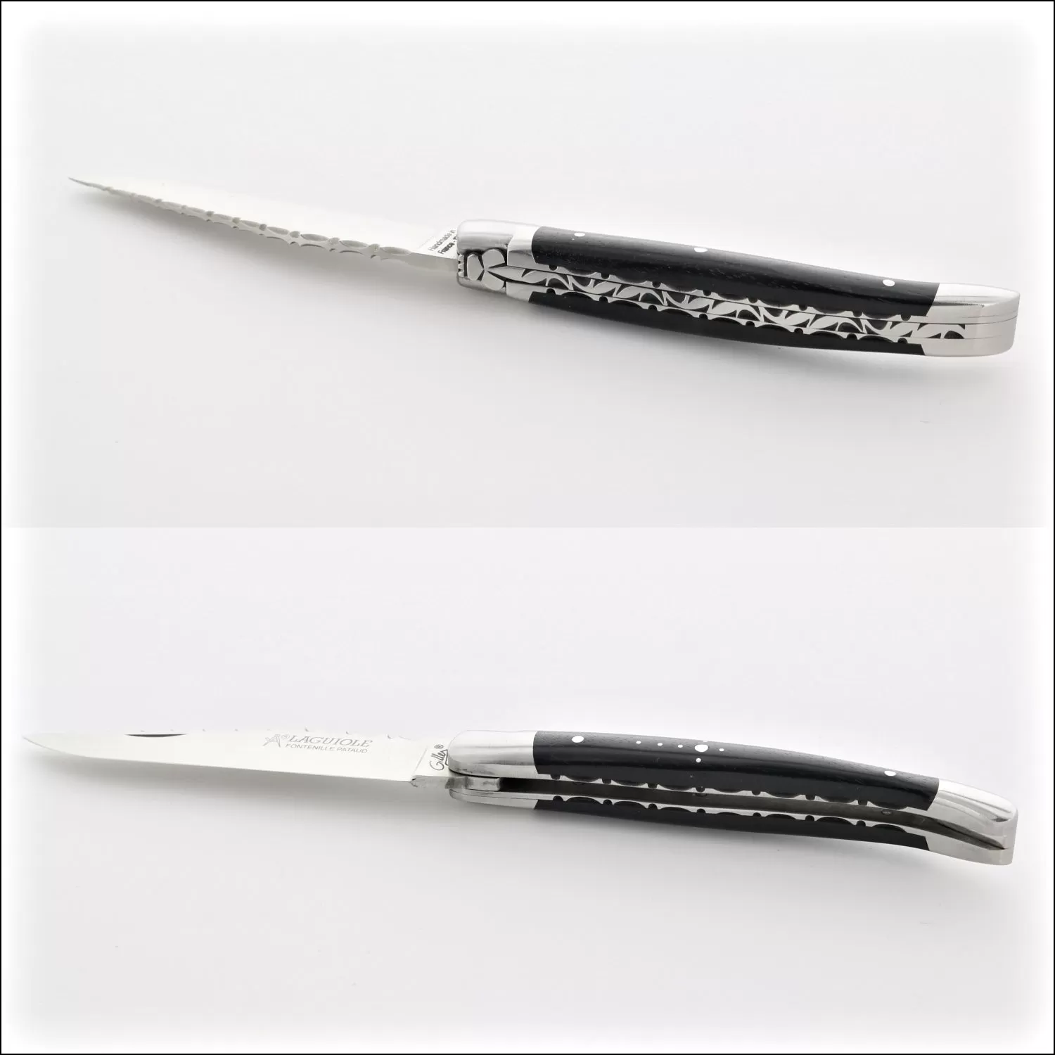 Laguiole Traditional Knife 11 cm Guilloche Ebony