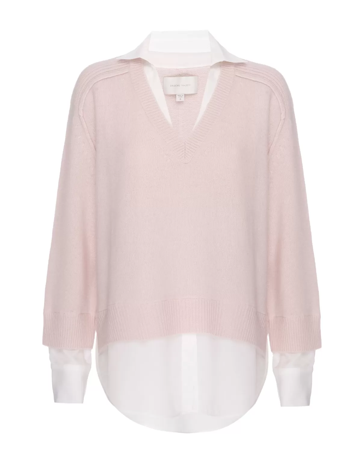 Layered V-Neck Pullover (Paloma/White)