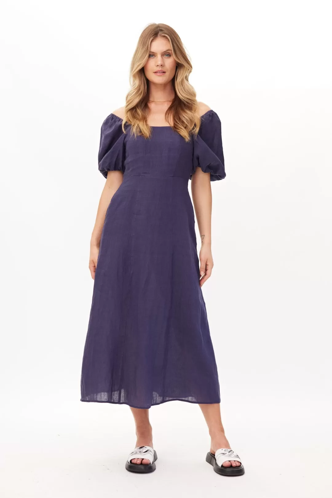 Lemon Tree Design Senita Linen Dress - Navy