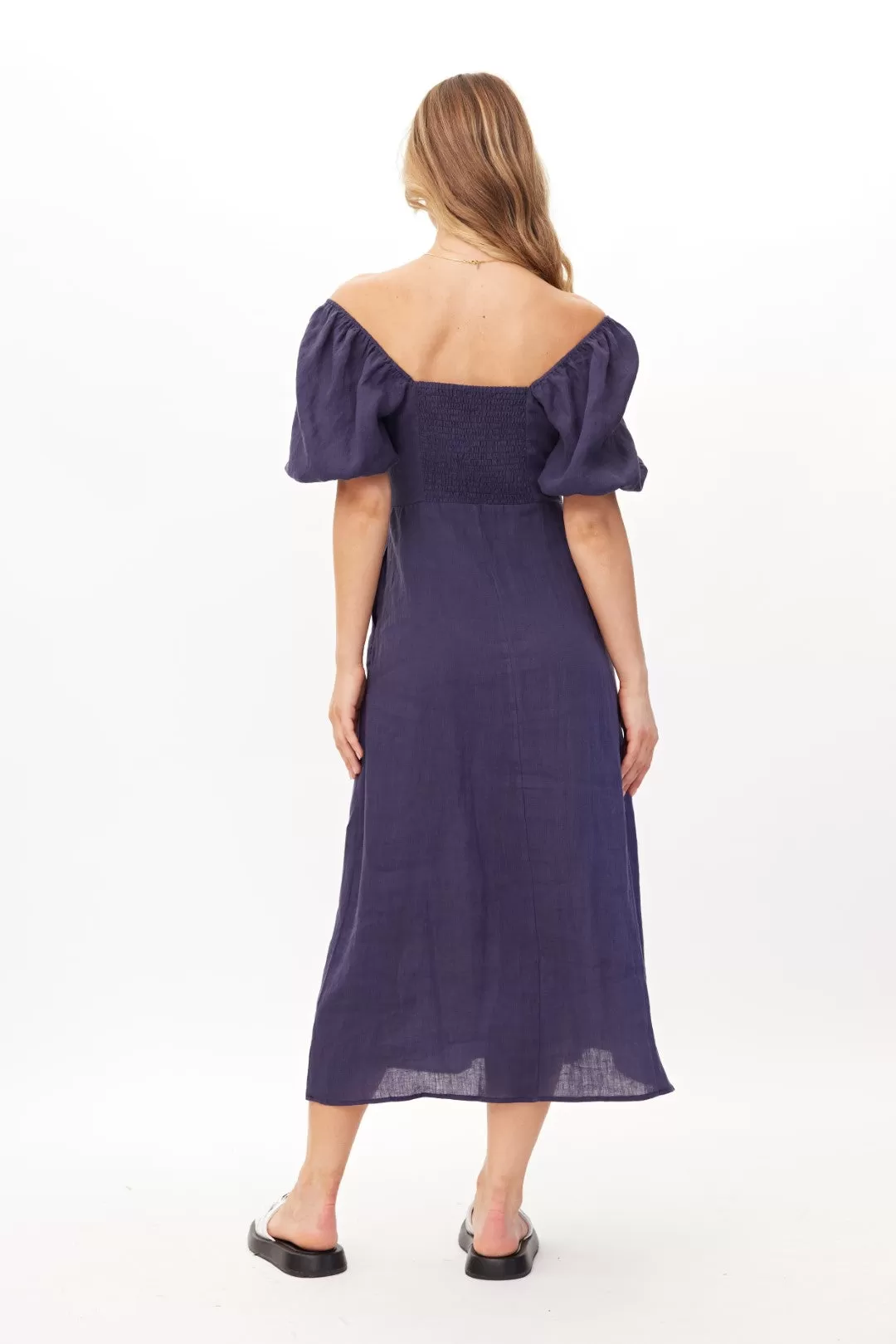 Lemon Tree Design Senita Linen Dress - Navy