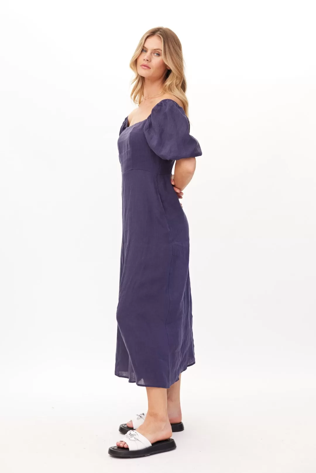 Lemon Tree Design Senita Linen Dress - Navy