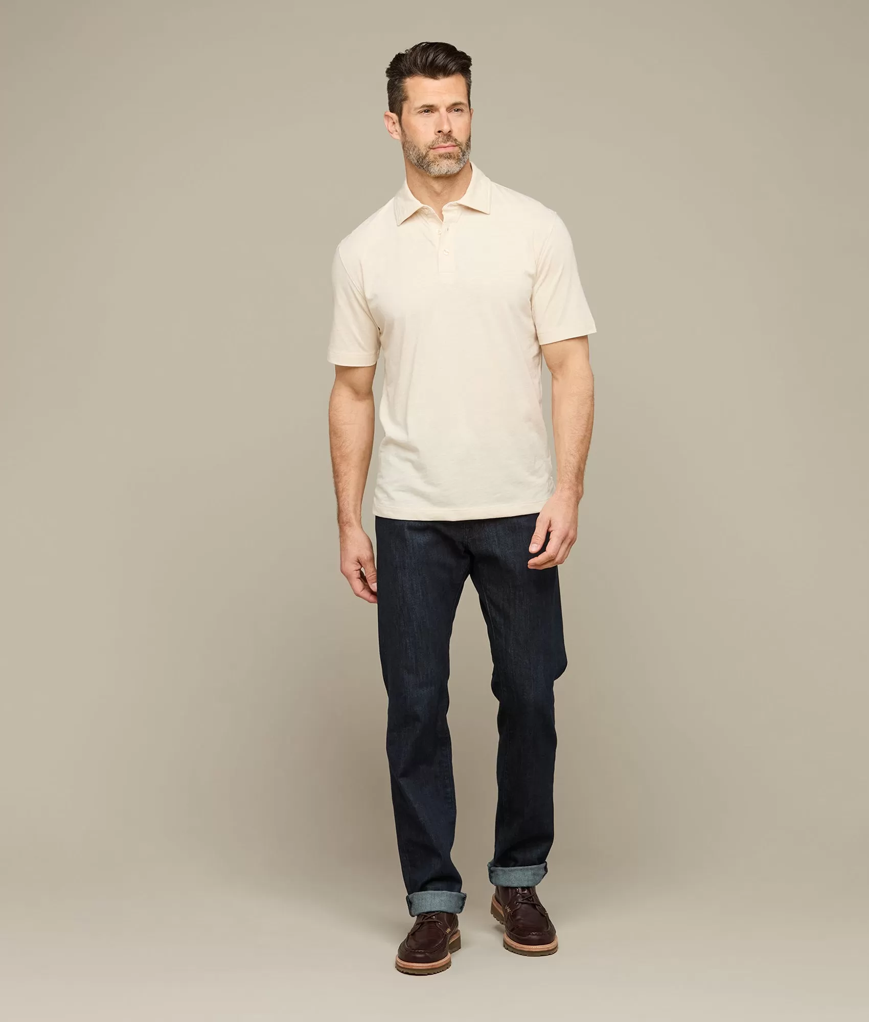 Lucchese Pima Blend Polo :: Cream