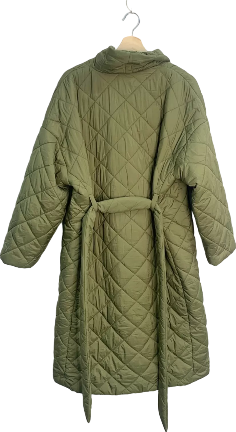 Mango Khaki Quilted Water-Repellent Coat UK S