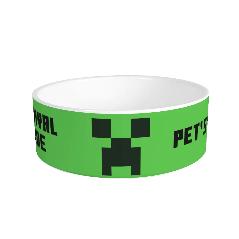 Minecraft Creeper Survival Mode Personalized Pet Bowl