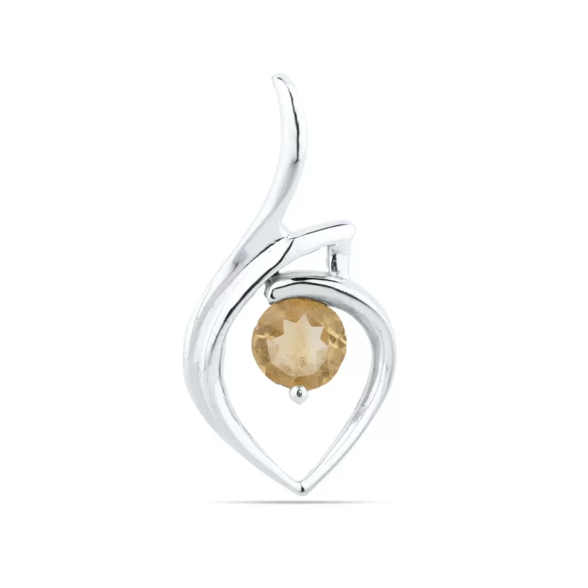 Natural Citrine Pendant - Round Citrine Sterling Silver Pendant