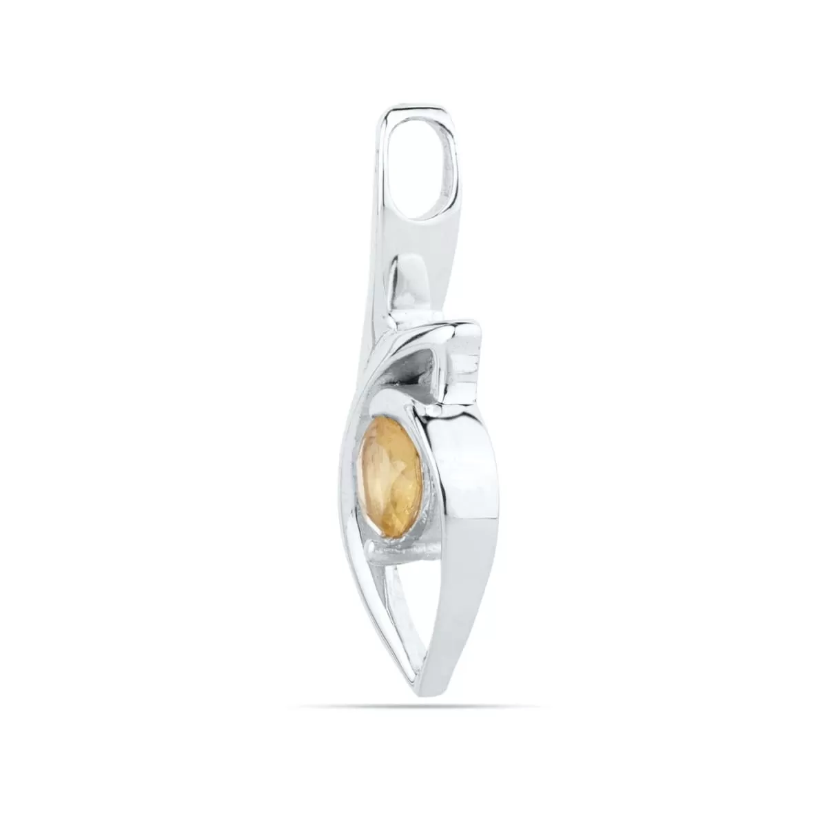 Natural Citrine Pendant - Round Citrine Sterling Silver Pendant