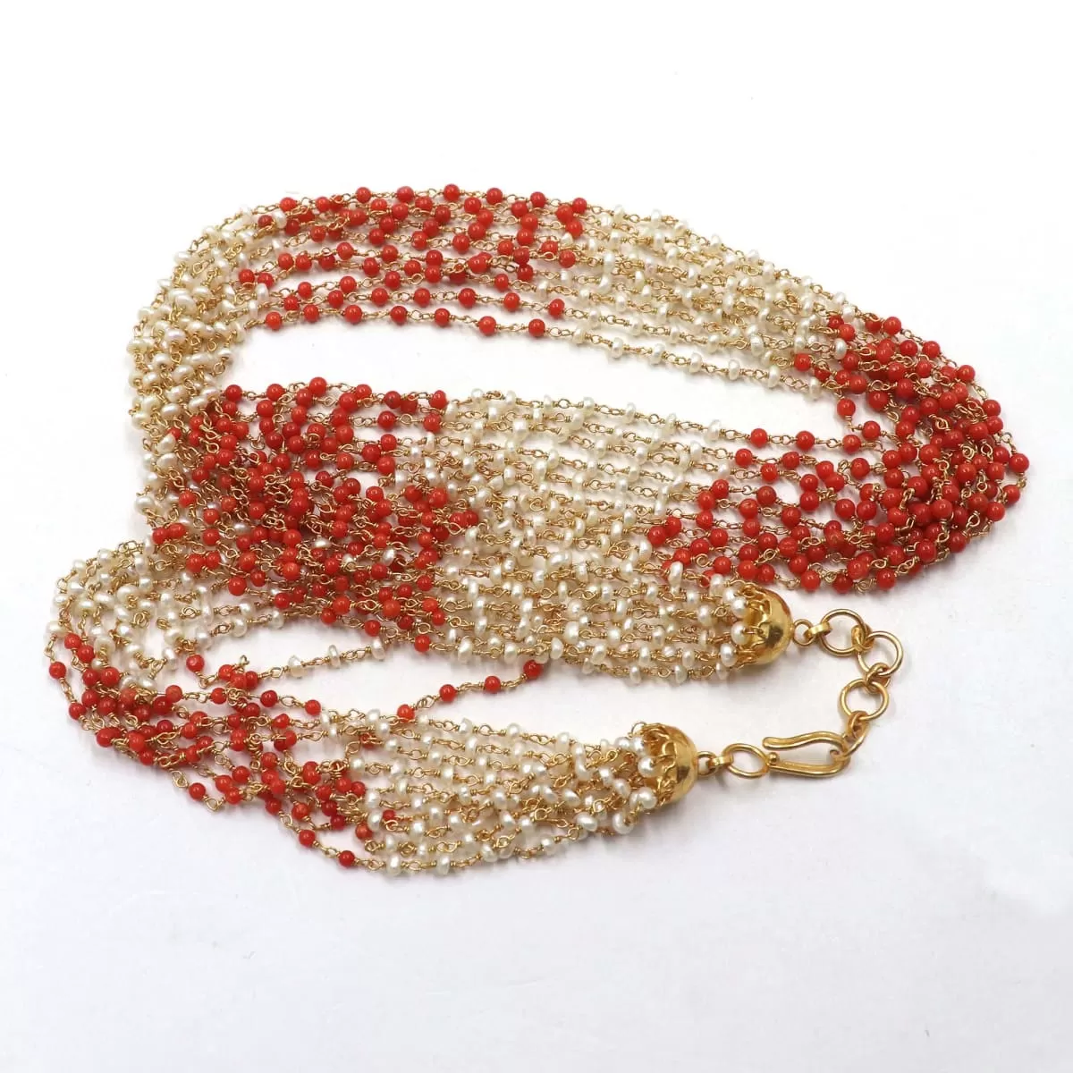 Natural Coral / Pearl Necklace Jewelry, Red Stone Necklace , Necklace in 925 Sterling Silver, Handmade Indian Necklace Bollywood jewelry