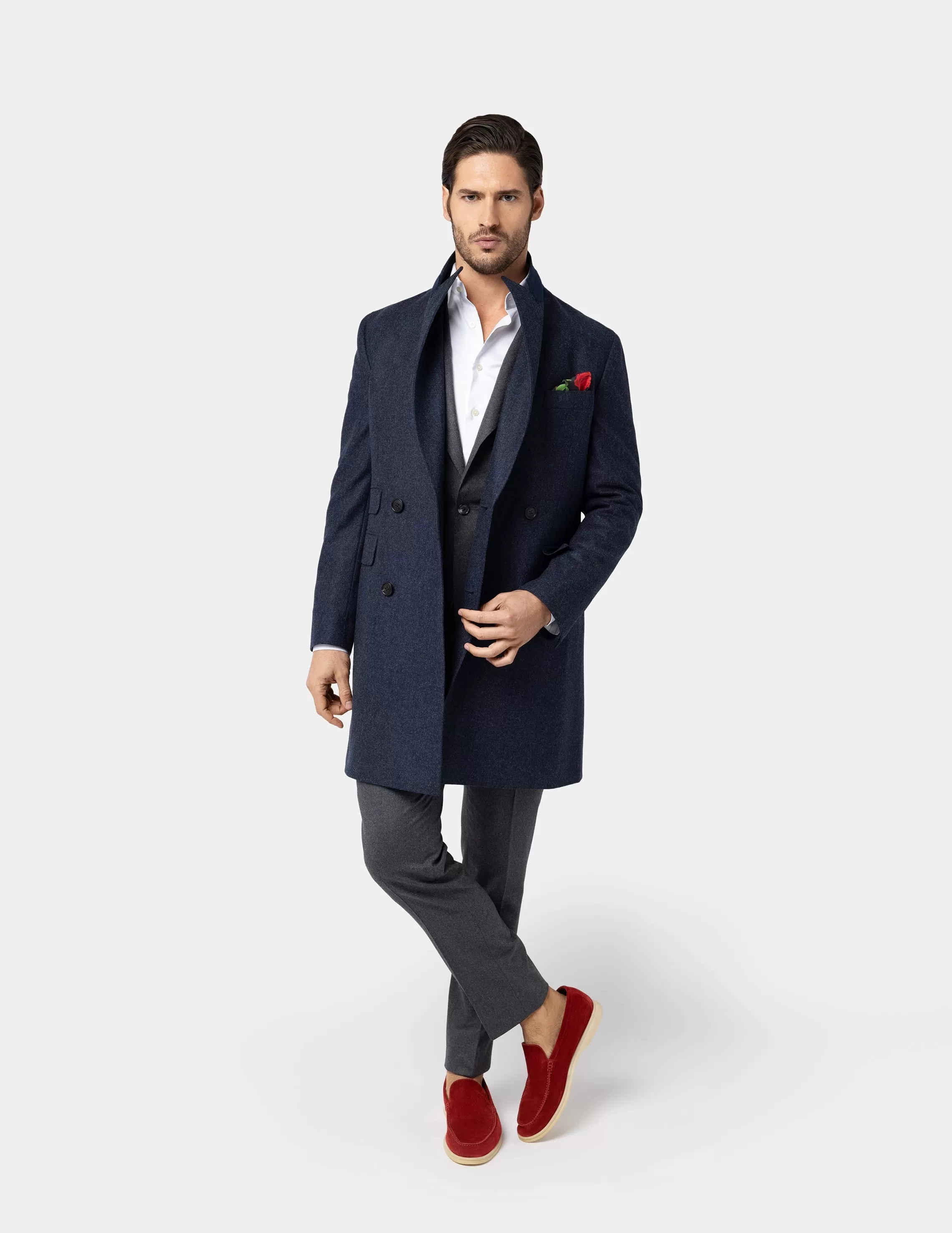 Navy Blue Double-breasted Coat