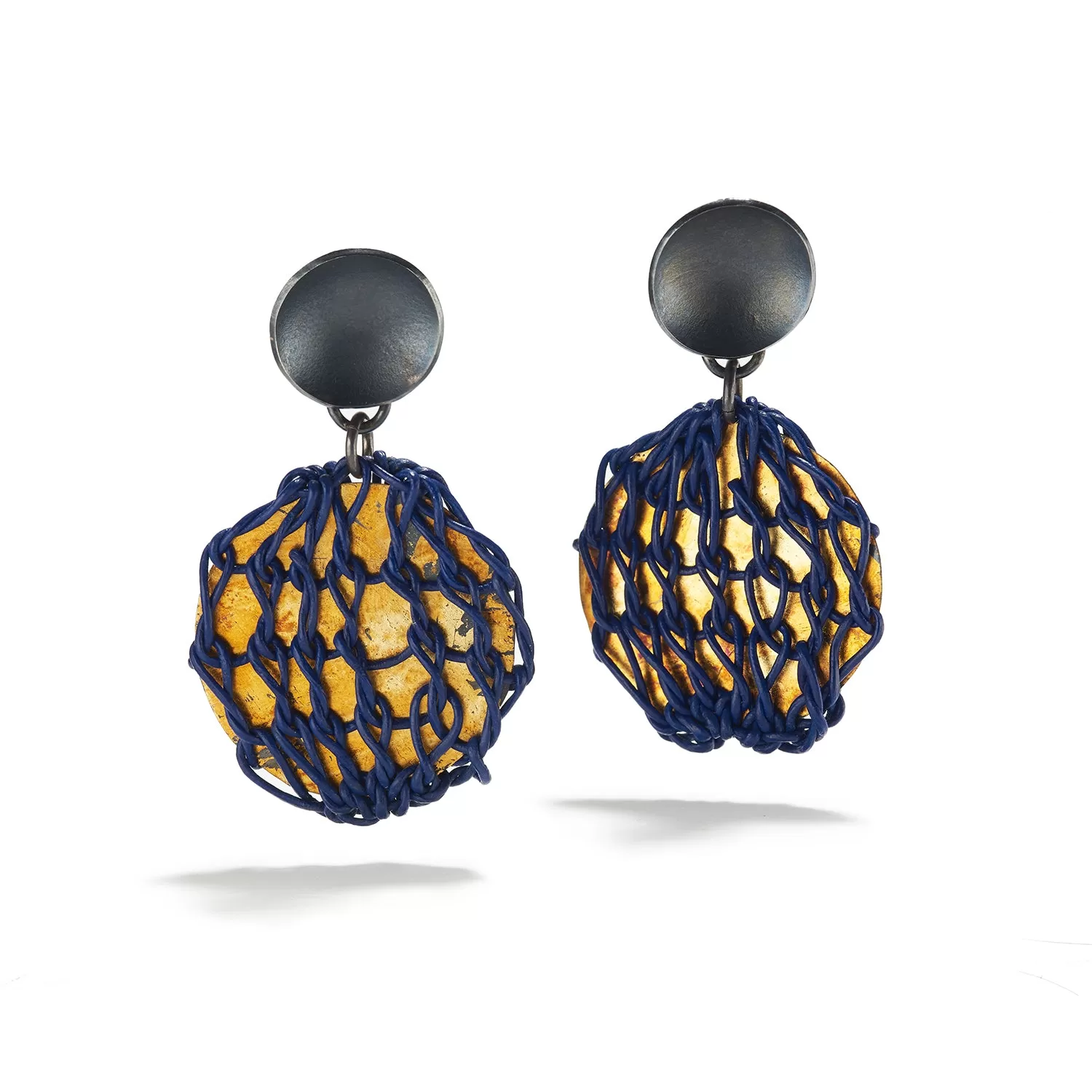 Navy Encased Earrings