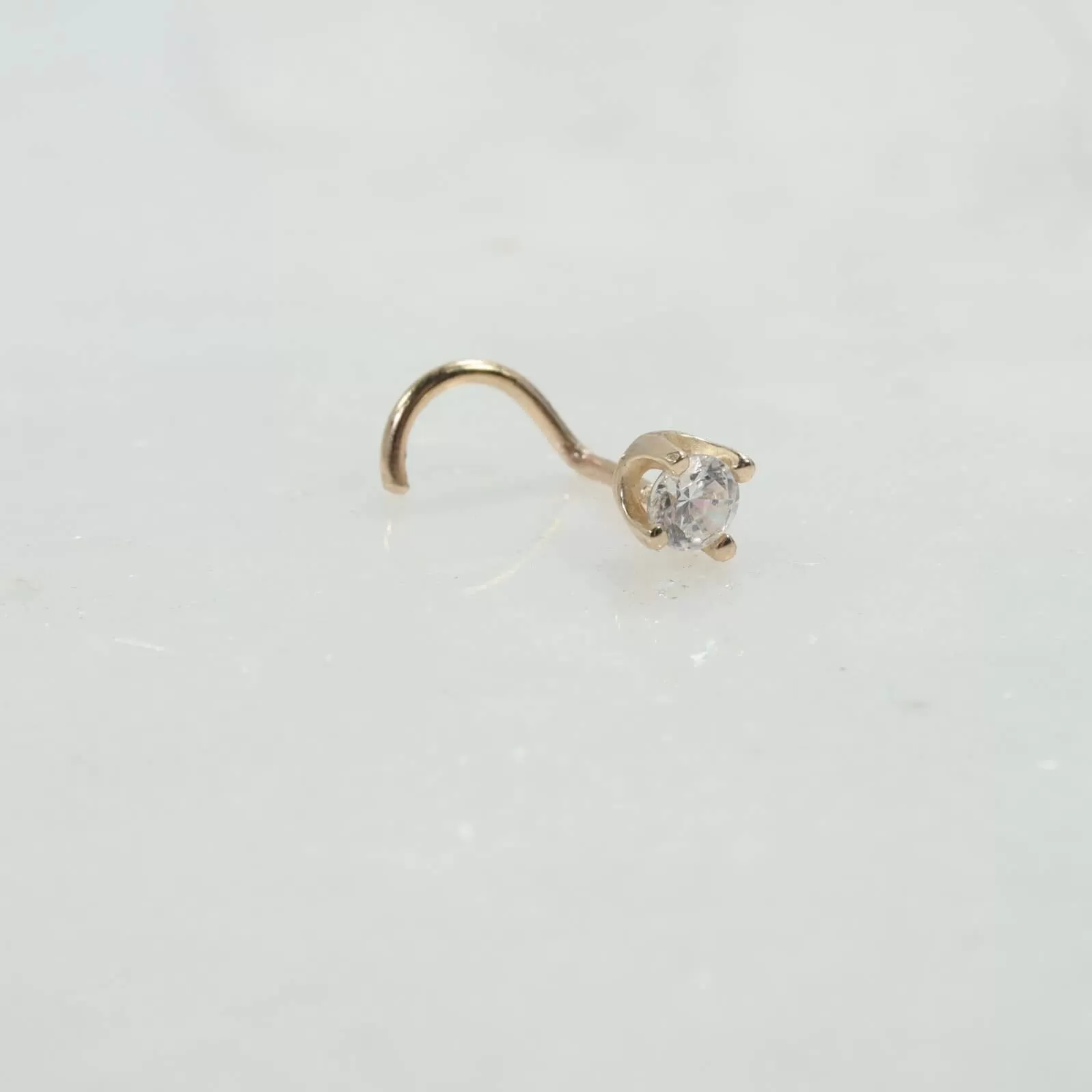 Nose Stud White Topaz 2mm Faceted Gemstone Choose Your Style and Metal