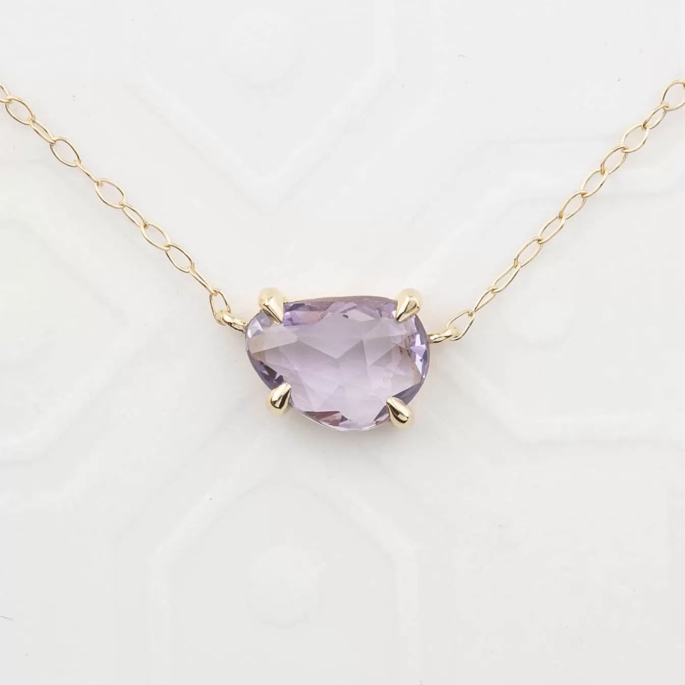 Organic Necklace 0.95ct Lavender Purple Rose Cut Sapphire (One of a kind)