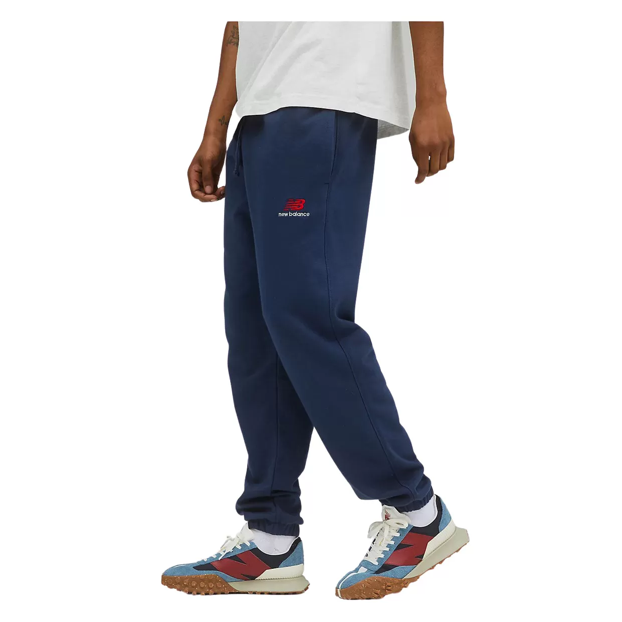 Pantaloni Tuta Uomo New Balance French Terry Blu