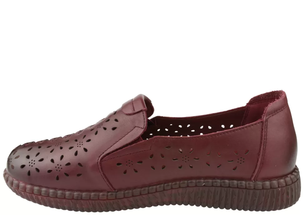 Pantofi casual, dama, PASS COLLECTION, j8200012C bordo, piele naturala