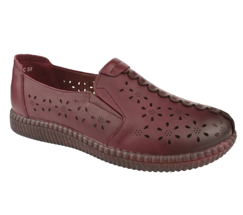 Pantofi casual, dama, PASS COLLECTION, j8200012C bordo, piele naturala