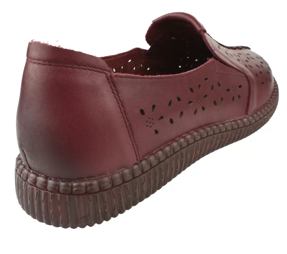 Pantofi casual, dama, PASS COLLECTION, j8200012C bordo, piele naturala