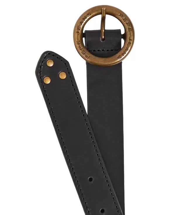 Pepe Jeans women's leather belt with round buckle Vivyan PL020840 999 black