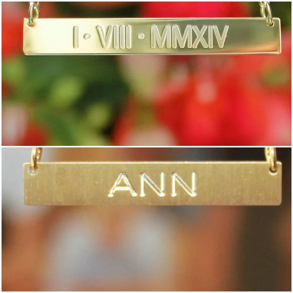 Personalized 14K Solid Gold Bar Necklace